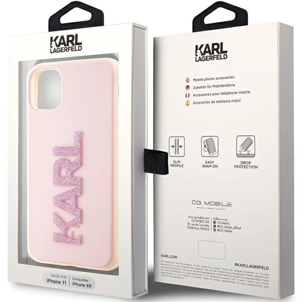 Karl Lagerfeld KLHCN613DMBKCP iPhone 11 / Xr 6.1" pink/pink hardcase 3D Rubber Glitter Logoeng