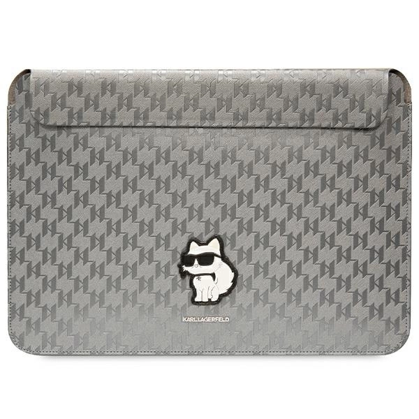 Karl Lagerfeld Saffiano Monogram Choupette case for a 14" laptop - silvereng