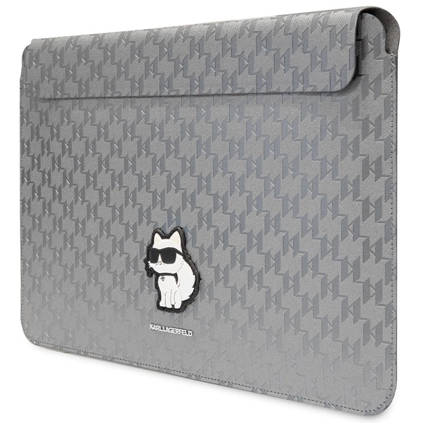 Karl Lagerfeld Saffiano Monogram Choupette case for a 14" laptop - silvereng