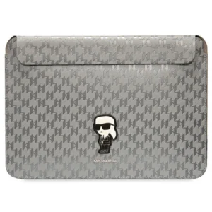 Karl Lagerfeld Saffiano Monogram Ikonik case for a 14" laptop - silvereng