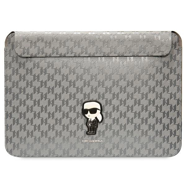 Karl Lagerfeld Saffiano Monogram Ikonik case for a 14" laptop - silvereng