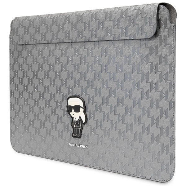 Karl Lagerfeld Saffiano Monogram Ikonik case for a 14" laptop - silvereng