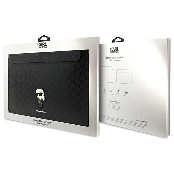 Karl Lagerfeld Saffiano Monogram Ikonik case for a 16" laptop - blackeng