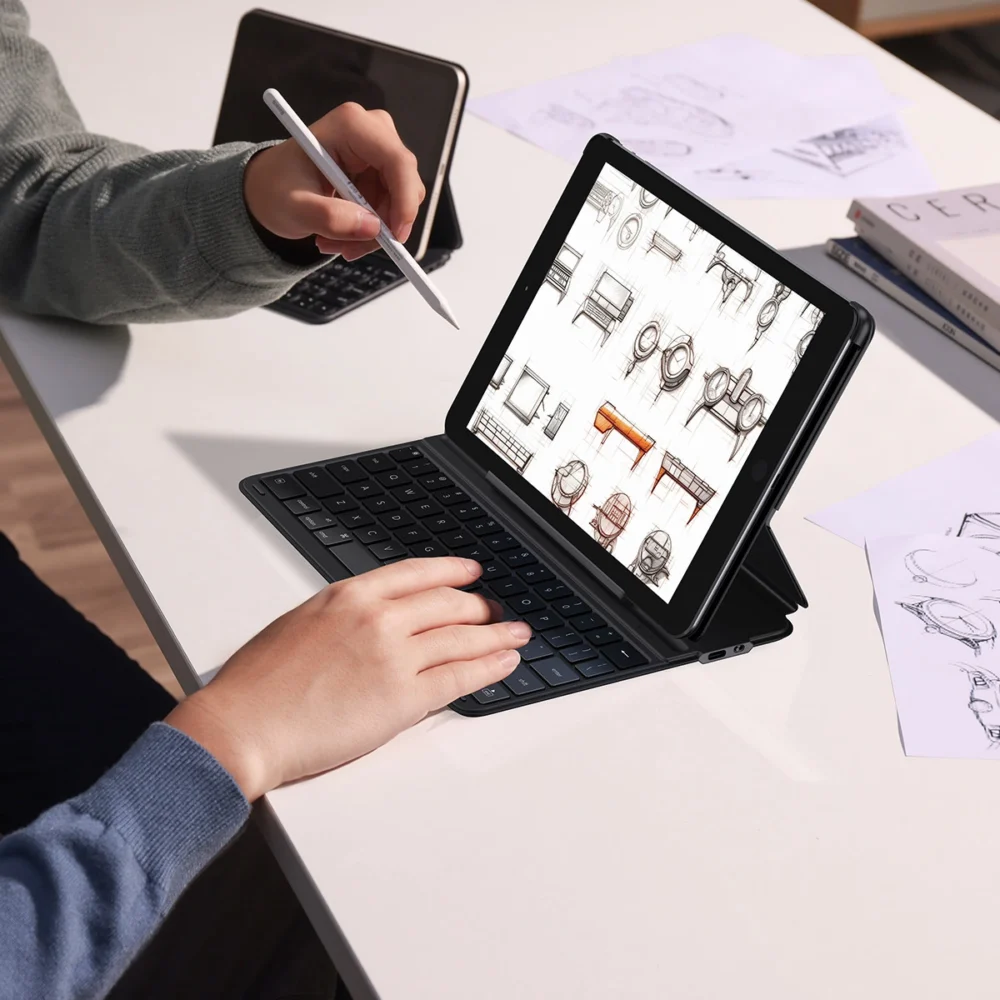 Baseus Brilliance Series keyboard case for iPad 10.2'' (2019/2020/2021) + USB-C cable - blackeng