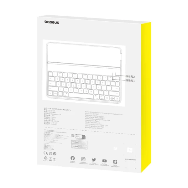 Baseus Brilliance Series keyboard case for iPad 10.2'' (2019/2020/2021) + USB-C cable - blackeng