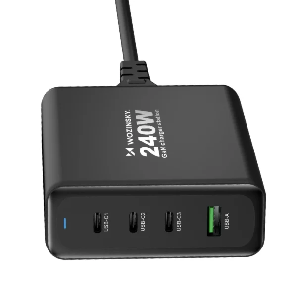 GaN Wozinsky WGCSB 240W USB-A / 3 x USB-C Wall Charger - Blackeng