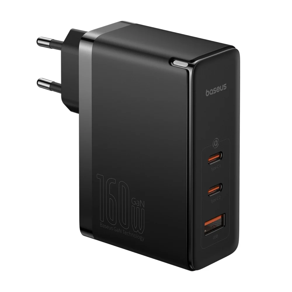 Baseus GaN5 Pro GaN charger 2x USB-C / USB-A 160W - black + USB-C - USB-C 240W cable - blackeng