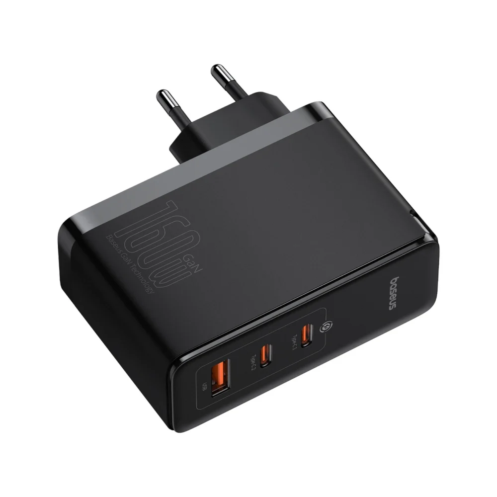 Baseus GaN5 Pro GaN charger 2x USB-C / USB-A 160W - black + USB-C - USB-C 240W cable - blackeng