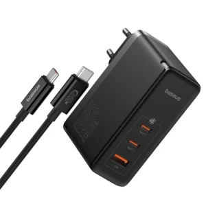 Baseus GaN5 Pro GaN charger 2x USB-C / USB-A 160W - black + USB-C - USB-C 240W cable - blackeng