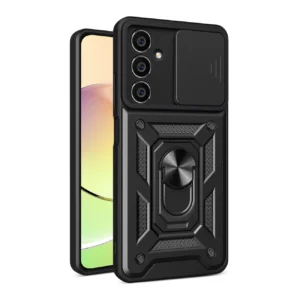 Hybrid Armor Camshield case for Samsung S23 FE with camera cover - blackeng