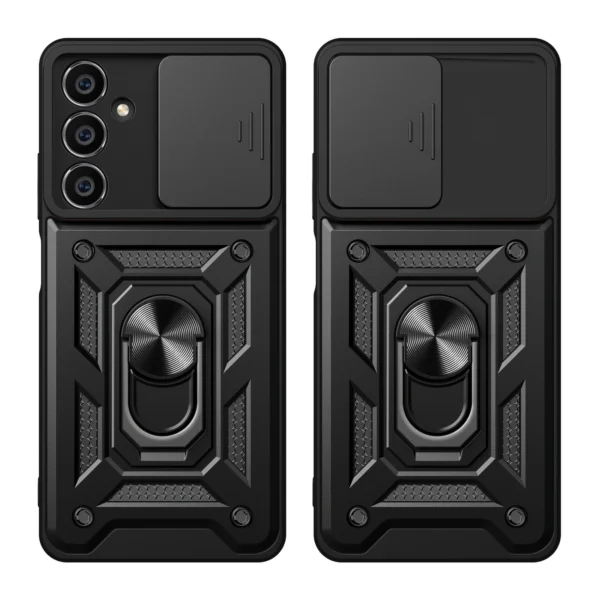 Hybrid Armor Camshield case for Samsung S23 FE with camera cover - blackeng