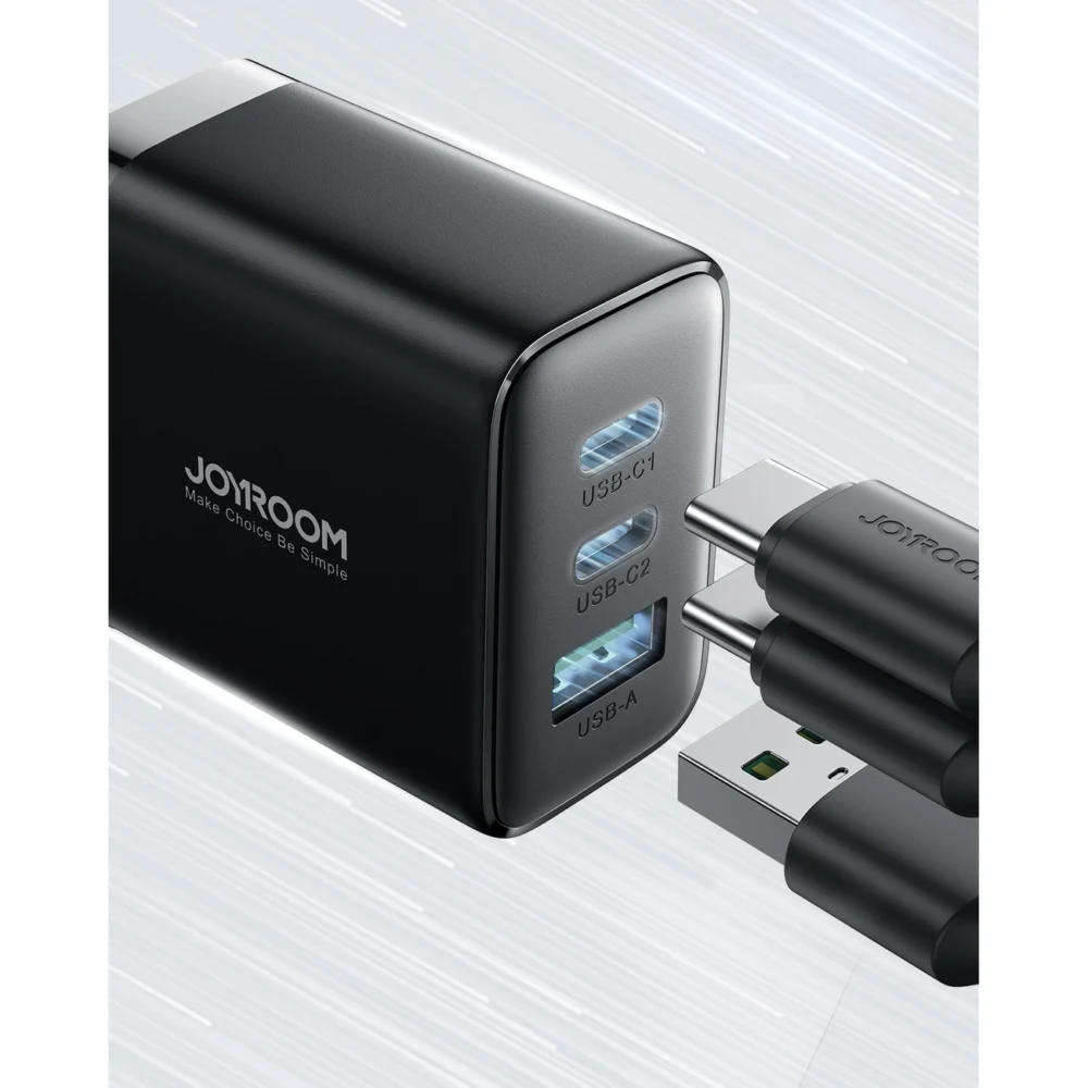 Joyroom JR-TCF10 fast charger 2x USB-C USB-A 32W (UK plug) - blackeng