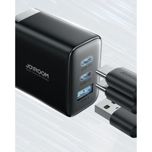 Joyroom JR-TCF10 fast charger 2x USB-C USB-A 32W (UK plug) - blackeng
