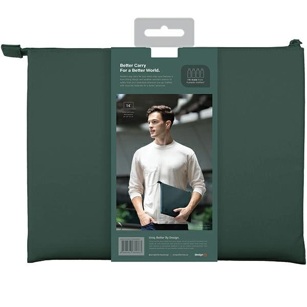 Uniq Lyon Waterproof RPET case for a 14" laptop - greeneng