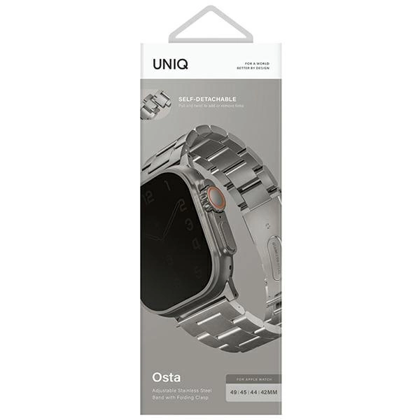 Uniq Osta Stainless Steel strap for Apple Watch 1/2/3/4/5/6/7/8/SE/SE2/Ultra 42/44/45/49mm - silvereng