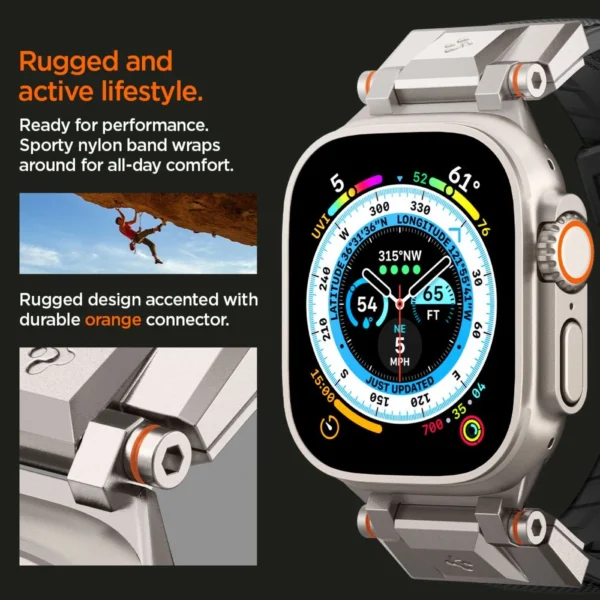 Spigen Durapro Armor Strap for Apple Watch 4/5/6/7/8/9/SE/ Ultra (42/44/45/49 mm) - Blackeng
