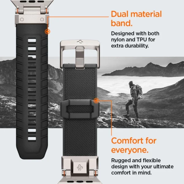 Spigen Durapro Armor Strap for Apple Watch 4/5/6/7/8/9/SE/ Ultra (42/44/45/49 mm) - Blackeng