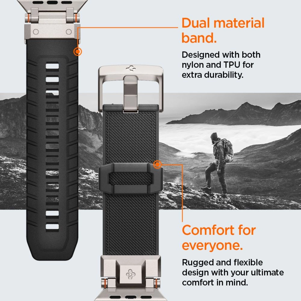 Spigen Durapro Armor Strap for Apple Watch 4/5/6/7/8/9/SE/ Ultra (42/44/45/49 mm) - Blackeng
