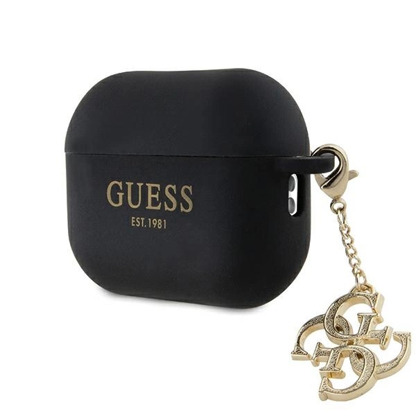 Guess GUAP2LECG4K case for AirPods Pro 2 cover - black Liquid Silicone Glitter Triangle Charmeng