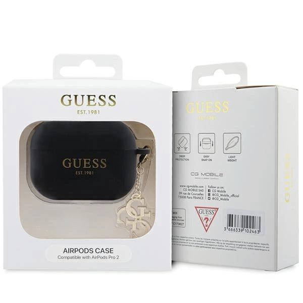 Guess GUAP2LECG4K case for AirPods Pro 2 cover - black Liquid Silicone Glitter Triangle Charmeng