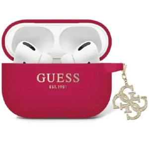 Guess GUAP2LECG4M case for AirPods Pro 2 cover purple/magenta Liquid Silicone Glitter Triangle Charmeng