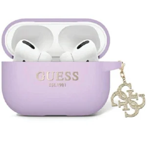 Guess GUAP2LECG4U case for AirPods Pro 2 cover - purple Liquid Silicone Glitter Triangle Charmeng