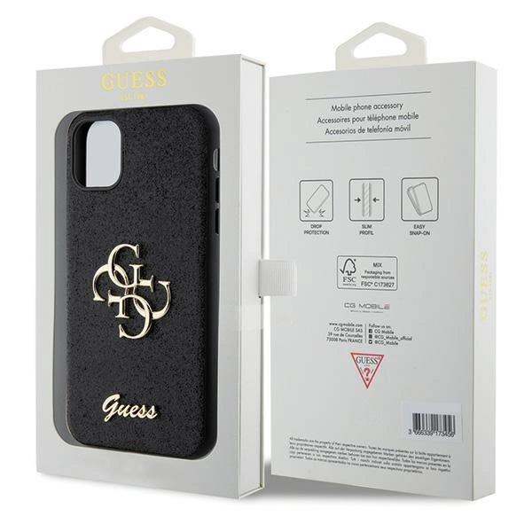 Guess GUHCN61HG4SGK case for iPhone 11 / Xr - black Glitter Script Big 4Geng