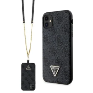 Guess GUHCN61P4TDSCPK Case for iPhone 11 / Xr - Black Crossbody 4G Metal Logoeng