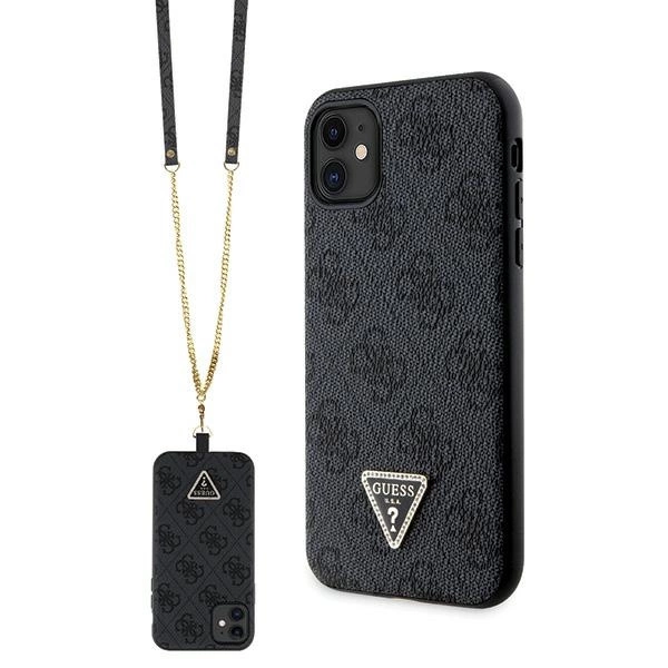 Guess GUHCN61P4TDSCPK Case for iPhone 11 / Xr - Black Crossbody 4G Metal Logoeng