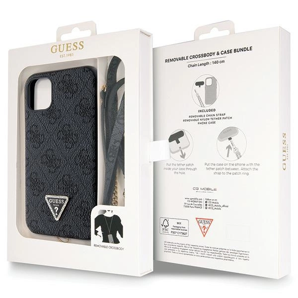 Guess GUHCN61P4TDSCPK Case for iPhone 11 / Xr - Black Crossbody 4G Metal Logoeng