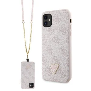 Guess GUHCN61P4TDSCPP Case for iPhone 11 / Xr - Pink Crossbody 4G Metal Logoeng