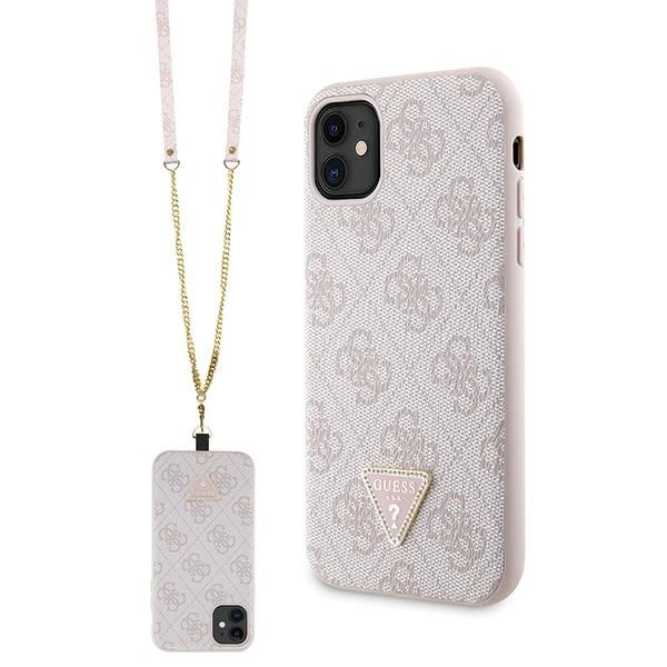 Guess GUHCN61P4TDSCPP Case for iPhone 11 / Xr - Pink Crossbody 4G Metal Logoeng
