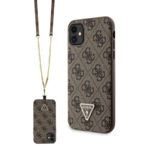 Guess GUHCN61P4TDSCPW Case for iPhone 11 / Xr - Brown Crossbody 4G Metal Logoeng