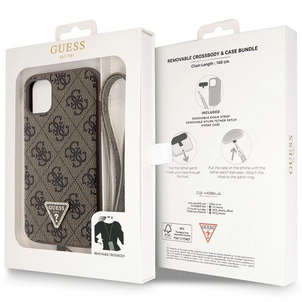Guess GUHCN61P4TDSCPW Case for iPhone 11 / Xr - Brown Crossbody 4G Metal Logoeng