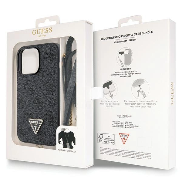 Guess GUHCP13LP4TDSCPK Case for iPhone 13 Pro / 13 - Black Crossbody 4G Metal Logoeng