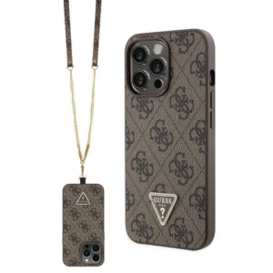 Guess GUHCP13LP4TDSCPW Case for iPhone 13 Pro / 13 - Brown Crossbody 4G Metal Logoeng