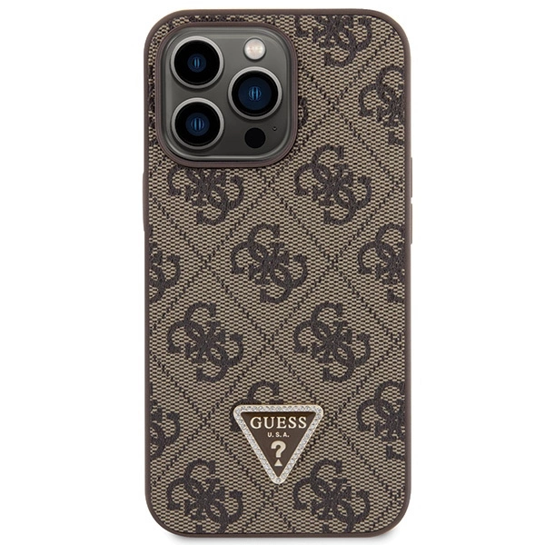 Guess GUHCP13LP4TDSCPW Case for iPhone 13 Pro / 13 - Brown Crossbody 4G Metal Logoeng