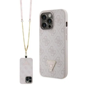 Guess GUHCP13XP4TDSCPP case for iPhone 13 Pro Max 6.7" - pink Crossbody 4G Metal Logoeng