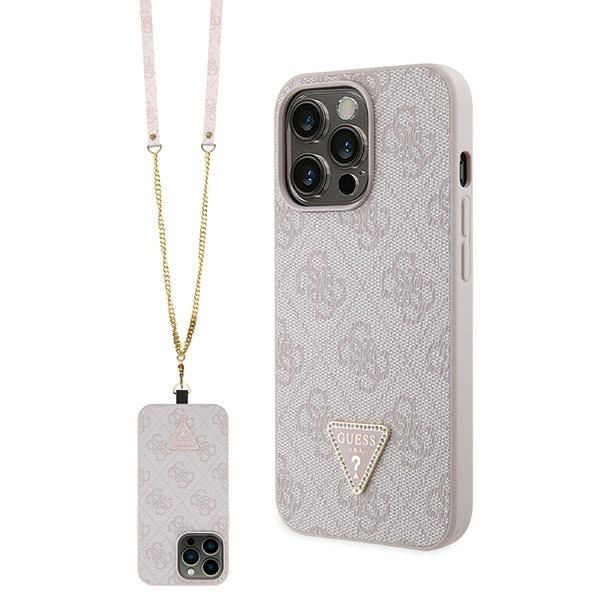 Guess GUHCP13XP4TDSCPP case for iPhone 13 Pro Max 6.7" - pink Crossbody 4G Metal Logoeng