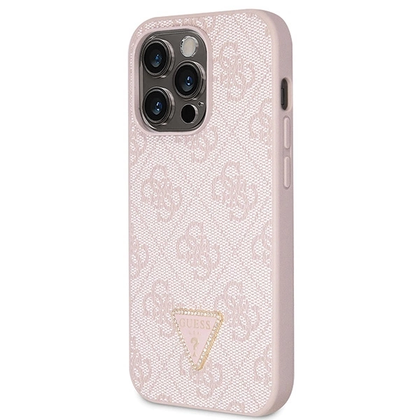 Guess GUHCP14LP4TDSCPP case for iPhone 14 Pro - pink Crossbody 4G Metal Logoeng