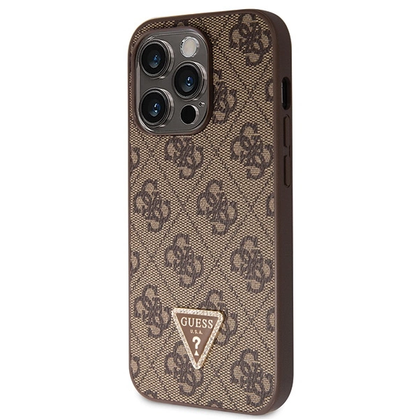 Guess GUHCP14LP4TDSCPW case for iPhone 14 Pro - brown Crossbody 4G Metal Logoeng