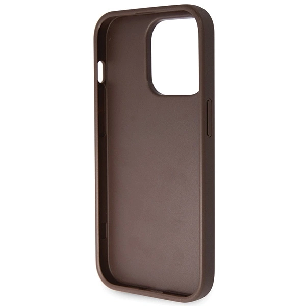 Guess GUHCP14LP4TDSCPW case for iPhone 14 Pro - brown Crossbody 4G Metal Logoeng