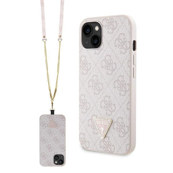 Guess GUHCP14XP4TDSCPP case for iPhone 14 Pro Max 6.7" - pink Crossbody 4G Metal Logoeng