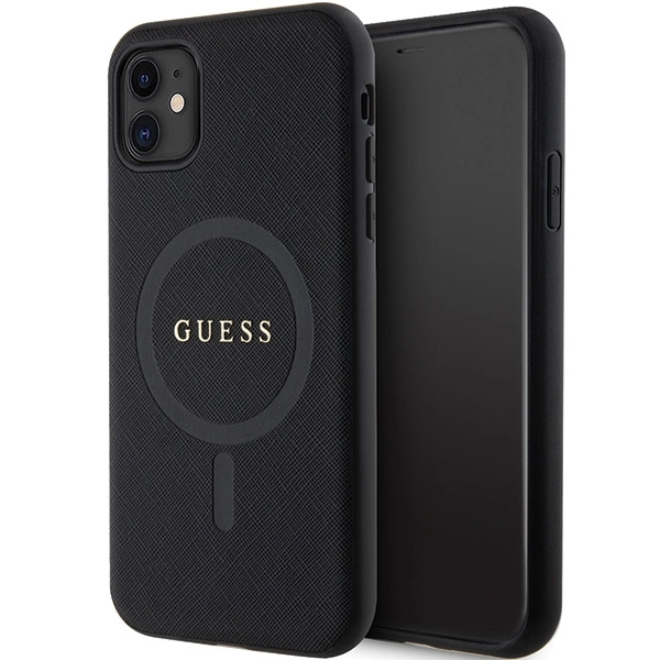 Guess GUHMN61PSAHMCK case for iPhone 11 / Xr - black Saffiano MagSafeeng