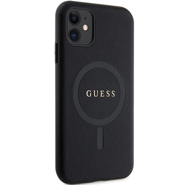 Guess GUHMN61PSAHMCK case for iPhone 11 / Xr - black Saffiano MagSafeeng