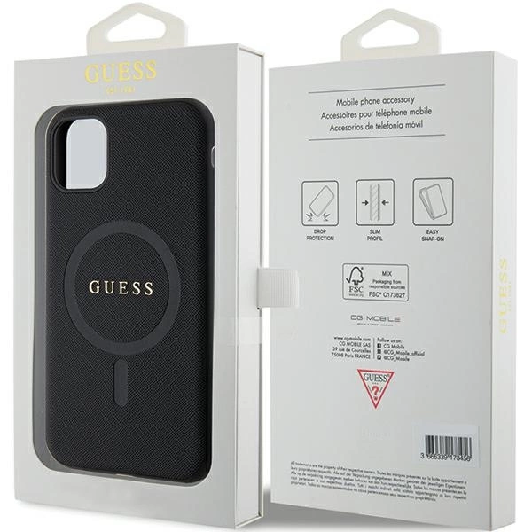 Guess GUHMN61PSAHMCK case for iPhone 11 / Xr - black Saffiano MagSafeeng