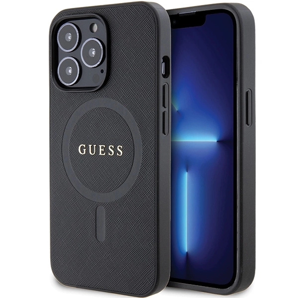 Guess GUHMP13LPSAHMCK case for iPhone 13 Pro / 13 - black Saffiano MagSafeeng