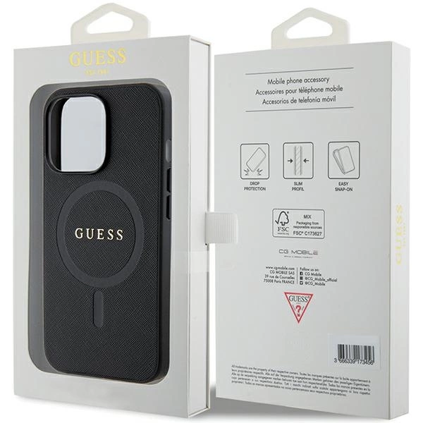Guess GUHMP13LPSAHMCK case for iPhone 13 Pro / 13 - black Saffiano MagSafeeng
