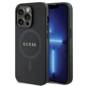 Guess GUHMP14LPSAHMCK case for iPhone 14 Pro - black Saffiano MagSafeeng