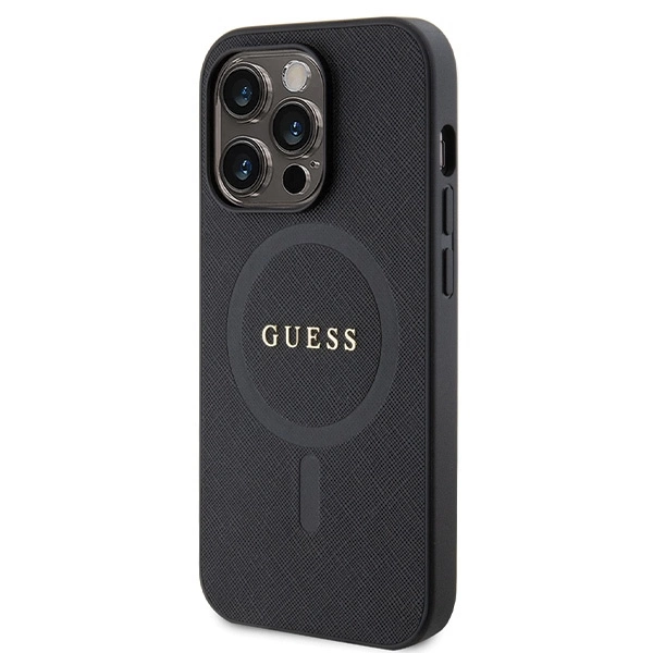Guess GUHMP14LPSAHMCK case for iPhone 14 Pro - black Saffiano MagSafeeng